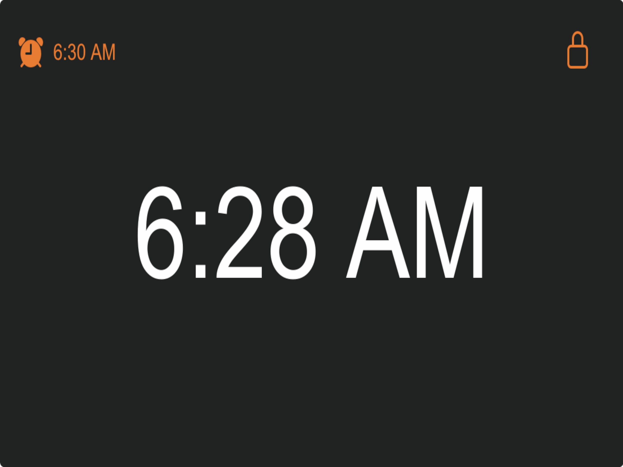 KiddoKlock sleep screen at 6:28 AM